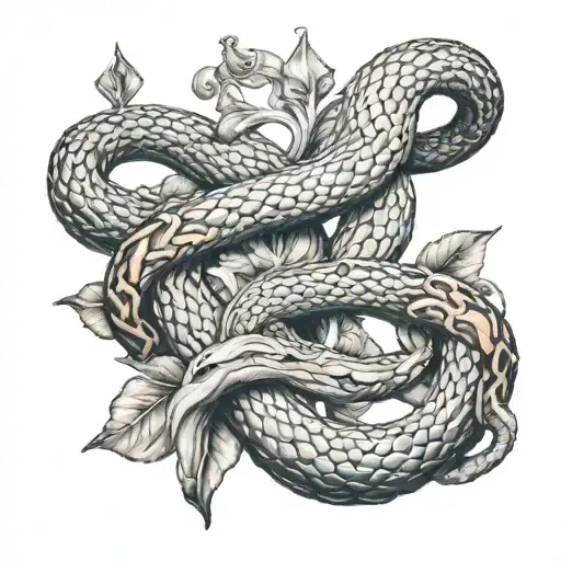 Gemini and the Snake tattoo design idea