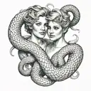 Gemini and the Snake tattoo design idea