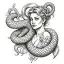 Gemini and the Snake tattoo design idea