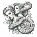 Gemini and the Snake tattoo design idea