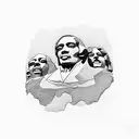 mount rushmore with jimmy hendrix, bb king, stevie wonder, louise armstrong tattoo design idea