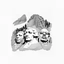 mount rushmore with jimmy hendrix, bb king, stevie wonder, louise armstrong tattoo design idea