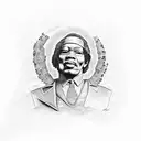 mount rushmore with jimmy hendrix, bb king, stevie wonder, louise armstrong tattoo design idea