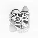 mount rushmore with jimmy hendrix, bb king, stevie wonder, louise armstrong tattoo design idea