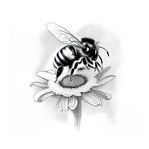 Honey Bee and wildflowers tattoo design idea