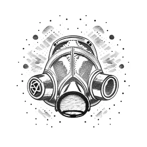 gas mask end of world tattoo design idea