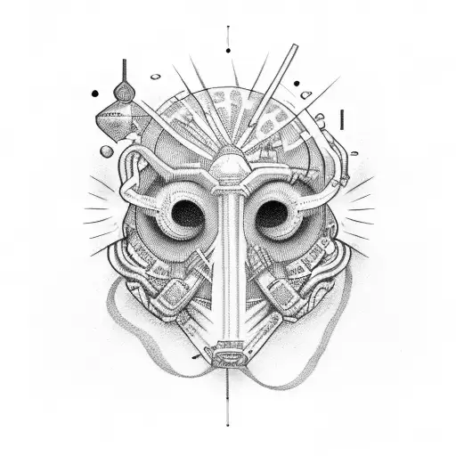 gas masked stick figures  tattoo design idea