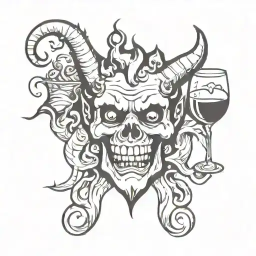 satan hell alcohol tattoo design idea