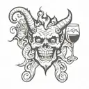satan hell alcohol tattoo design idea
