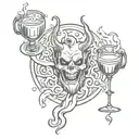 satan hell alcohol tattoo design idea