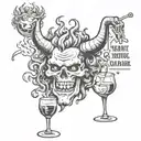 satan hell alcohol tattoo design idea