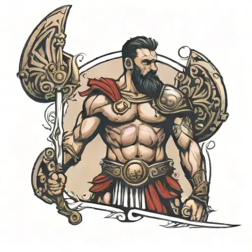 Roman gladiator standing triumphantly tattoo design idea
