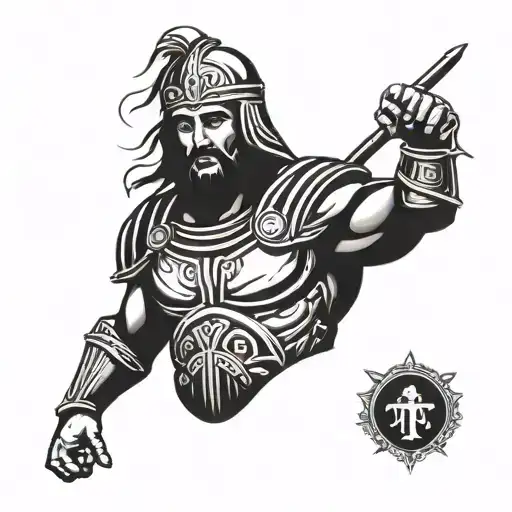 Roman gladiator with Jesus theme  tattoo design idea