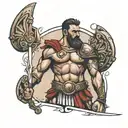 Roman gladiator standing triumphantly tattoo design idea