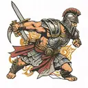 Roman gladiator standing triumphantly tattoo design idea