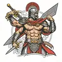 Roman gladiator standing triumphantly tattoo design idea