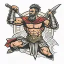 Roman gladiator standing triumphantly tattoo design idea