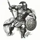 Roman gladiator standing triumphantly tattoo design idea