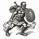 Roman gladiator standing triumphantly tattoo design idea