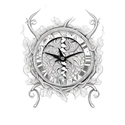 A vertical dagger with vines and spiderwebs, incorporating Roman numerals representing significant dates in your life tattoo design idea