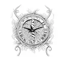 A vertical dagger with vines and spiderwebs, incorporating Roman numerals representing significant dates in your life tattoo design idea