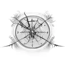 A vertical dagger with vines and spiderwebs, incorporating Roman numerals representing significant dates in your life tattoo design idea