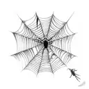 A vertical dagger with spiderwebs and a spider incorporating Roman numerals representing significant dates in your life tattoo design idea