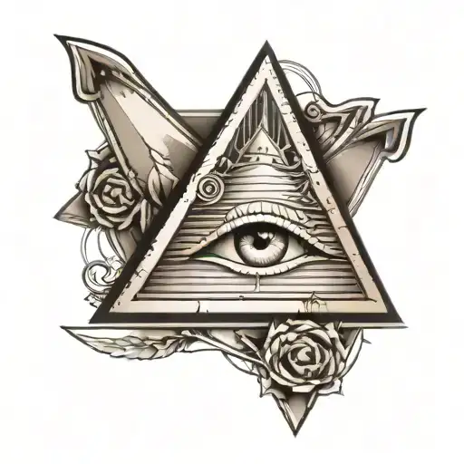 skizzierte Pyramide with realistic eye inside tattoo design idea