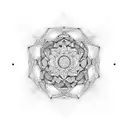 Mandala blackwork, with metraton cube tattoo design idea