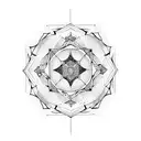 Mandala blackwork, with metraton cube tattoo design idea