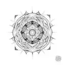 Mandala blackwork, with metraton cube tattoo design idea