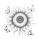 sunflower with butterflies  tattoo design idea