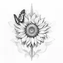 sunflower with butterflies  tattoo design idea