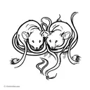 Two rats sleeping together with their tails intertwined tattoo design idea