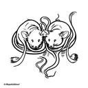 Two rats sleeping together with their tails intertwined tattoo design idea
