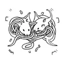 Two rats sleeping together with their tails intertwined tattoo design idea