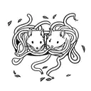 Two rats sleeping together with their tails intertwined tattoo design idea