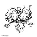 Two rats sleeping together with their tails intertwined tattoo design idea
