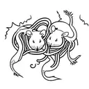 Two rats sleeping together with their tails intertwined tattoo design idea