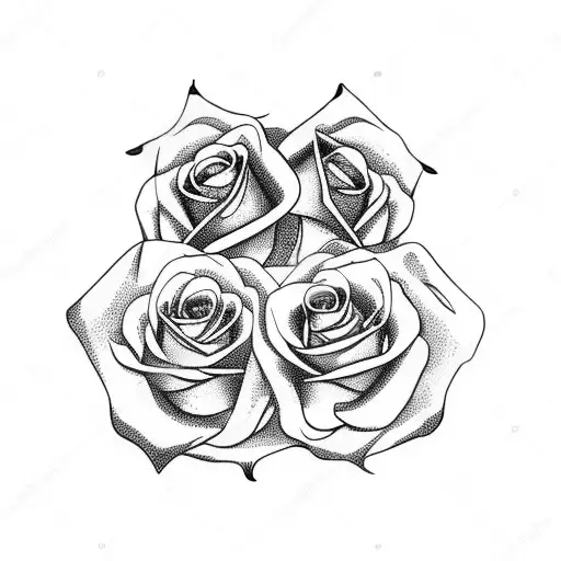 death metal style roses and skulls black and white tattoo design idea