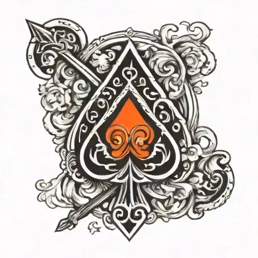 Black spade with the latter Q in the center  tattoo design idea