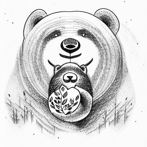 bear smoking in woods tattoo design idea
