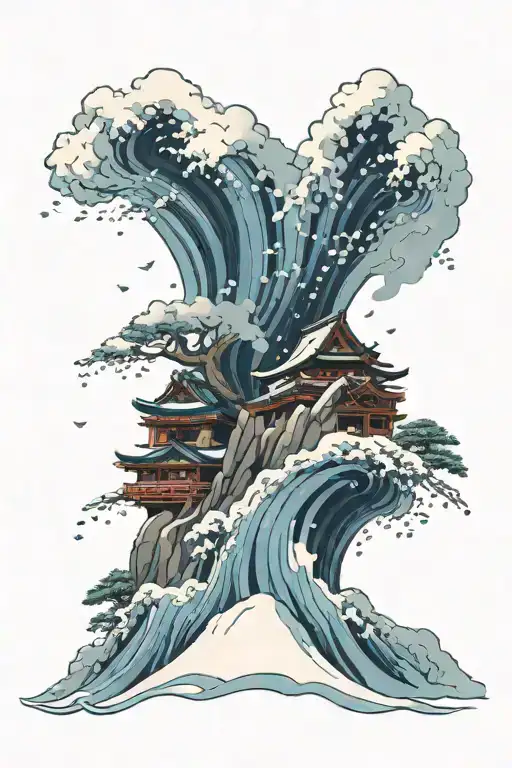 snow avalanche crashing down a mountain tattoo design idea