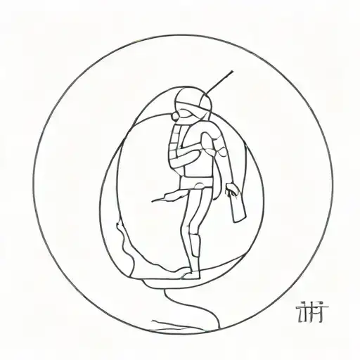 simple minimal man on the moon  tattoo design idea