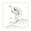 simple minimal man on the moon  tattoo design idea