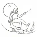 simple minimal man on the moon  tattoo design idea