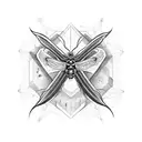 harsh lines + eye + centipede + moth tattoo design idea