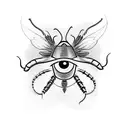 harsh lines + eye + centipede + moth tattoo design idea