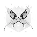 harsh lines + eye + centipede + moth tattoo design idea