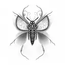 harsh lines + eye + centipede + moth tattoo design idea